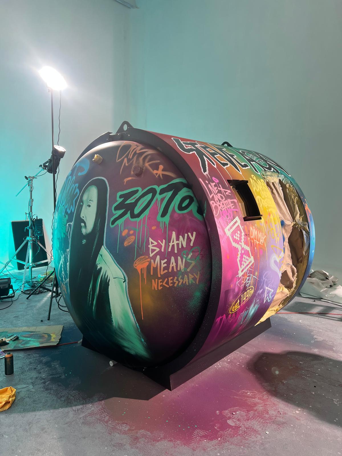 Custom hand-painted chamber exterior in the finishing studio